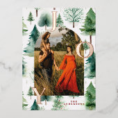 クリスマスツリーのアーチ写真 ゴールドホイルのホリデーカード 箔シーズンカード (正面)