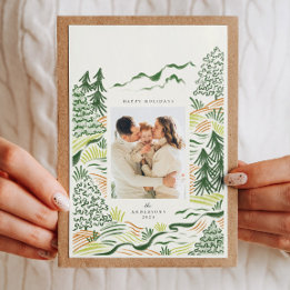 クリスマスツリーのイラストは休日の写真カード シーズンカード