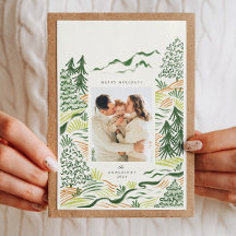 クリスマスツリーのイラストは休日の写真カード