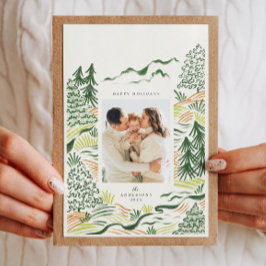 クリスマスツリーのイラストは休日の写真カード シーズンカード