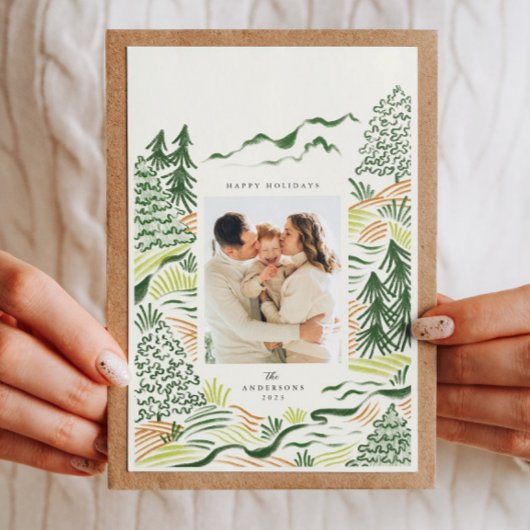 クリスマスツリーのイラストは休日の写真カード シーズンカード