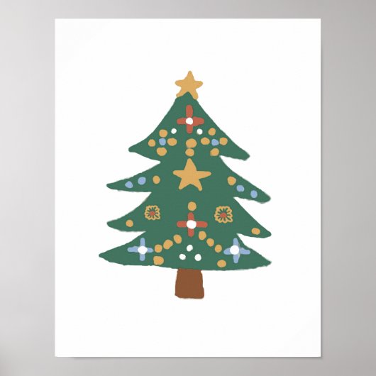 クリスマスツリーのイラスト 北欧スタイルのプリント ポスター (正面)