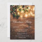 クリスマスツリーのイルミネーションとモミの木の装飾 招待状 (正面)