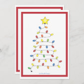 クリスマスツリーのイルミネーション ホリデーパーティー 招待状 (正面/裏面)