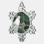 クリスマスツリーのインコ スノーフレークピューターオーナメント (右)