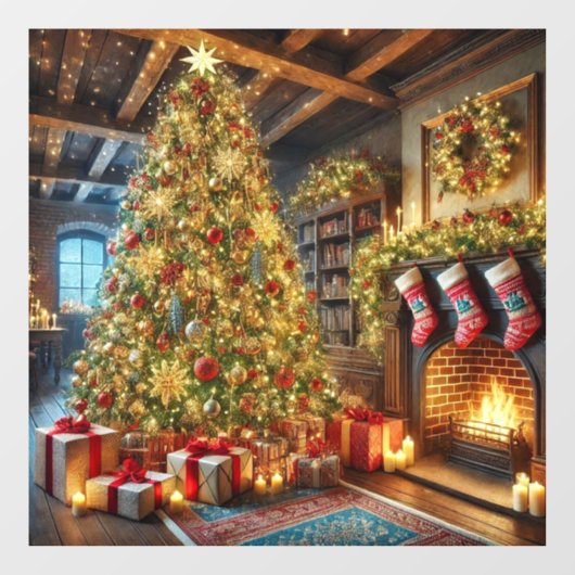 クリスマスツリーのウィンドウの固定 ウィンドウサイン (シート)