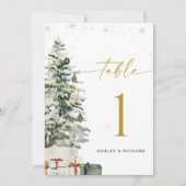 クリスマスツリーのウェディングテーブルナンバーカード (正面)