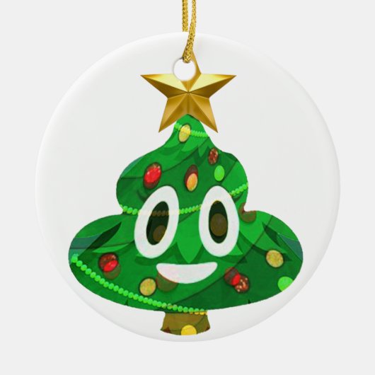 クリスマスツリーのウンチEmoji セラミックオーナメント (正面)