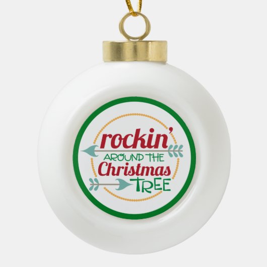クリスマスツリーのオーナメントのまわりのRockin セラミックボールオーナメント (正面)