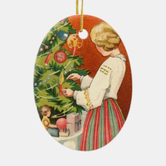 クリスマスツリーのオーナメントのエストニア語の女の子 セラミックオーナメント (裏面)