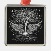 クリスマスツリーのオーナメントを飛ばす翼 メタルオーナメント (正面)