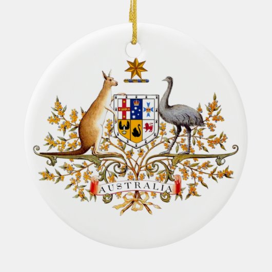 クリスマスツリーのオーナメントオーストラリアの紋章付き外衣 セラミックオーナメント (裏面)