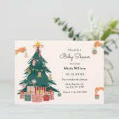クリスマスツリーのオーナメント　ベビーシャワーの飾り 招待状 (スタンド正面)