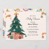 クリスマスツリーのオーナメント　ベビーシャワーの飾り 招待状 (正面/裏面)