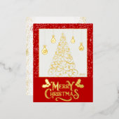 クリスマスツリーのカスタマイズ可能な挨拶 箔シーズンポストカード (正面/裏面)