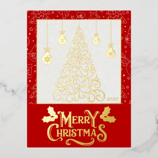クリスマスツリーのカスタマイズ可能な挨拶 箔シーズンポストカード (正面)