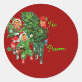 クリスマスツリーのギフトの取得ラベルシール ラウンドシール (正面)