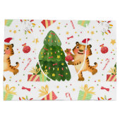 クリスマスツリーのギフトパターンのクリスマスリトルタイガー ラージペーパーバッグ (裏面)
