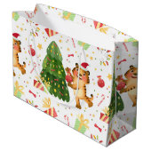 クリスマスツリーのギフトパターンのクリスマスリトルタイガー ラージペーパーバッグ (裏面アングル)