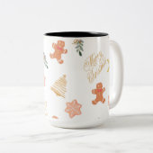 クリスマスツリーのクッキーを使用したクリスマスパターン ツートーンマグカップ (正面右)