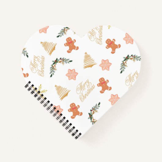 クリスマスツリーのクッキーを使用したクリスマスパターン ノートブック (正面)