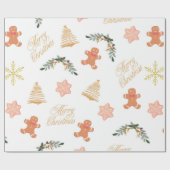 クリスマスツリーのクッキーを使用したクリスマスパターン ラッピングペーパー (フラット)