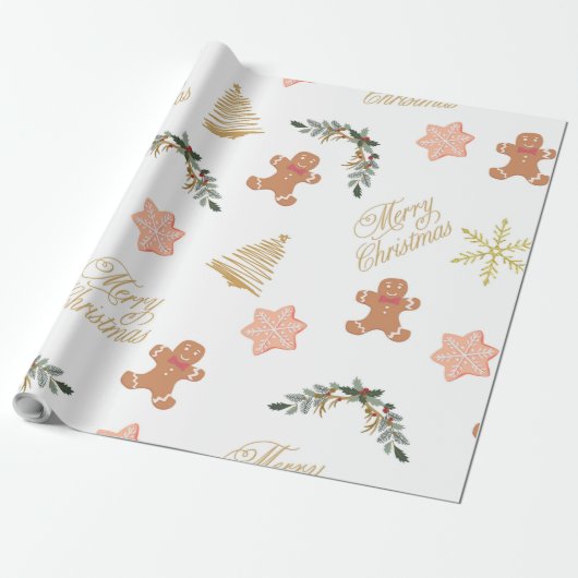 クリスマスツリーのクッキーを使用したクリスマスパターン ラッピングペーパー (アンロールド)