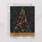 クリスマスツリーのクリスマスの休日の挨拶の郵便はがき シーズンポストカード (正面/裏面)
