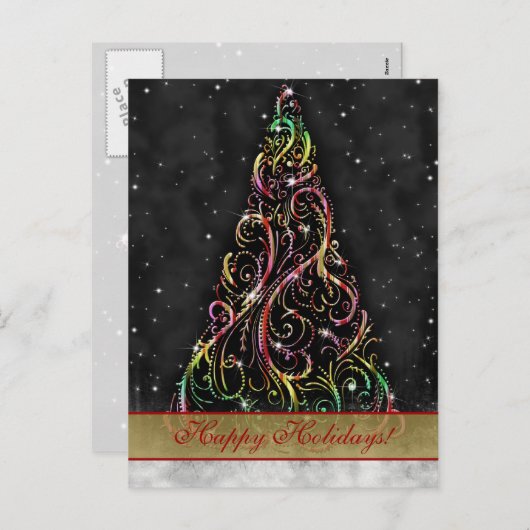 クリスマスツリーのクリスマスの休日の挨拶の郵便はがき シーズンポストカード (正面/裏面)