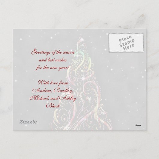 クリスマスツリーのクリスマスの休日の挨拶の郵便はがき シーズンポストカード (裏面)