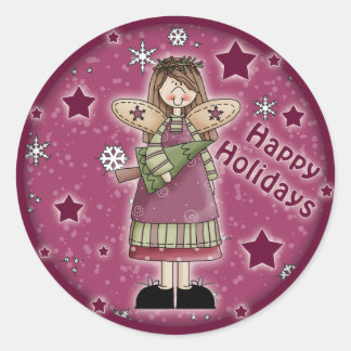 クリスマスツリーのクリスマスエンジェル ラウンドシール