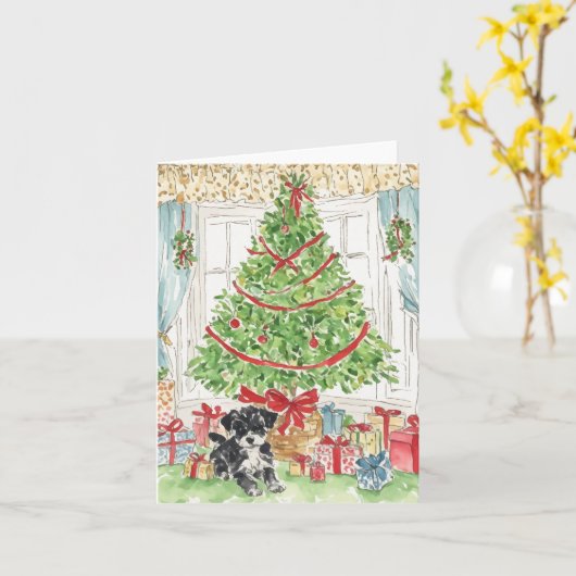 クリスマスツリーのクリスマスカードの下 カード (黄色い花)