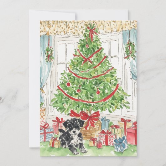 クリスマスツリーのクリスマスカードの下 招待状 (正面)