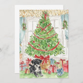 クリスマスツリーのクリスマスカードの下 招待状 (正面/裏面)