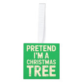 クリスマスツリーのクリスマスコスチュームのフリ キューブオーナメント (正面)