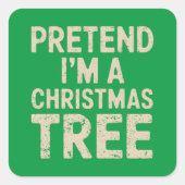 クリスマスツリーのクリスマスコスチュームのフリ スクエアシール (正面)