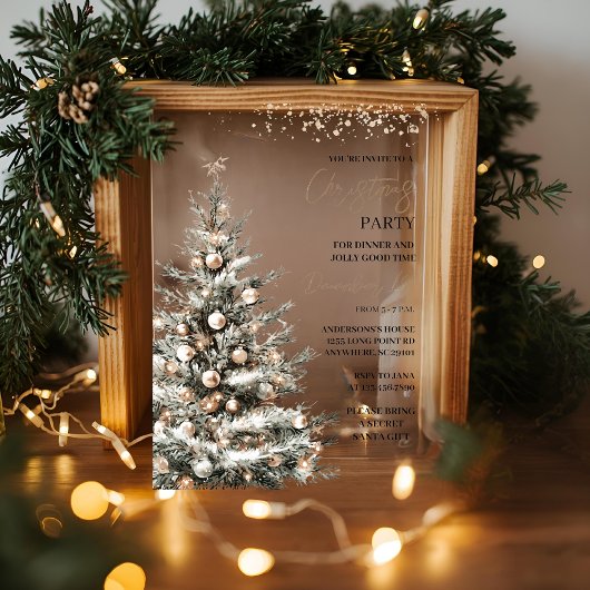「クリスマスツリーのクリスマスパーティー | フェスティバル休日 アクリル招待状
