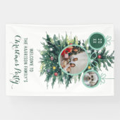 クリスマスツリーのクリスマスボール形状2枚の写真 横断幕 (横)