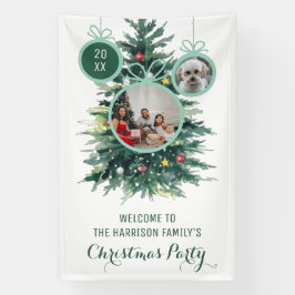 クリスマスツリーのクリスマスボール形状2枚の写真 横断幕