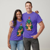 クリスマスツリーのクリスマス猫 ビンテージ Tシャツ (ユニセックス)