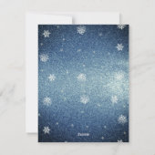 クリスマスツリーのグリッターと雪の結晶 | 青 シーズンカード (裏面)