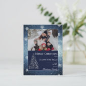 クリスマスツリーのグリッターと雪の結晶 | 青 シーズンカード (スタンド正面)