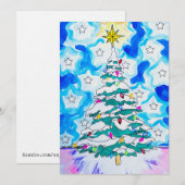 クリスマスツリーのグリーティングカード 招待状 (正面/裏面)