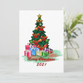 クリスマスツリーのグリーティングカード 招待状 (スタンド正面)