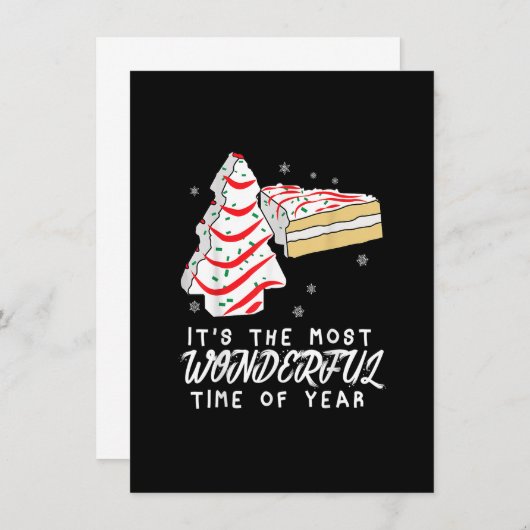 クリスマスツリーのケーキそれは最も素晴らしい時間だ 招待状 (正面/裏面)