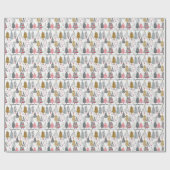 クリスマスツリーのコラージュの包装紙 ラッピングペーパー (フラット)