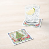 クリスマスツリーのコースターの下 スクエアペーパーコースター (インサイチュ)