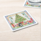 クリスマスツリーのコースターの下 スクエアペーパーコースター (アングル)
