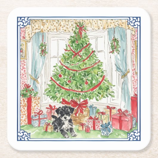 クリスマスツリーのコースターの下 スクエアペーパーコースター (正面)