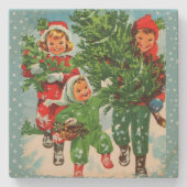 クリスマスツリーのコーヒーコースターを手に入れる ストーンコースター (正面)